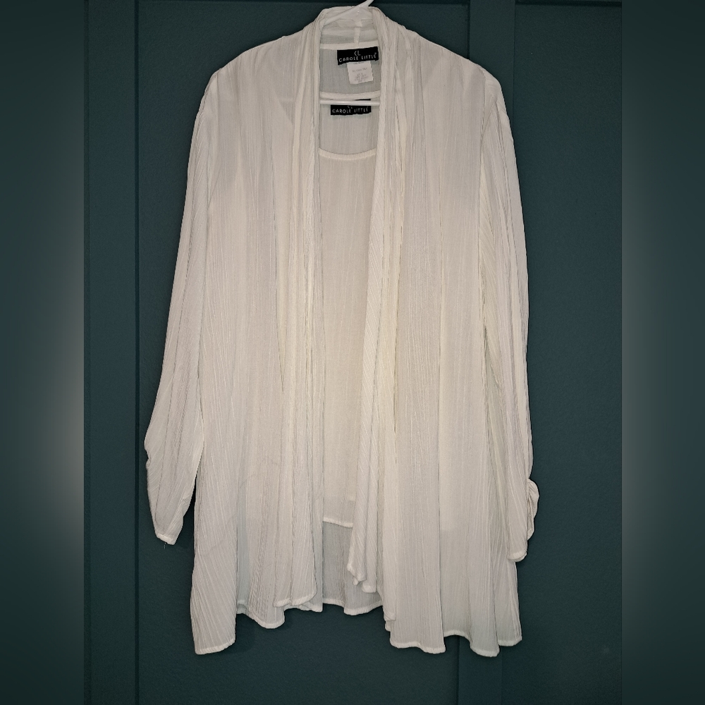 Carole Little Cardigan tank set in Ivory Color